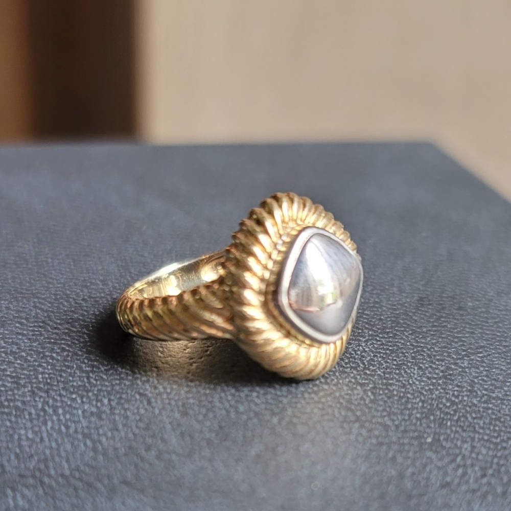 14kt Gold and 925 Silver Vintage Rope Design Ring SIZE 7 US